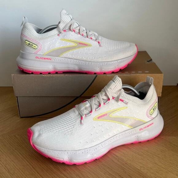 Brooks Glycerin Stealthfit 20 Pink/White Women Running Sneakers - SZ 9.5 - Picture 10 of 14